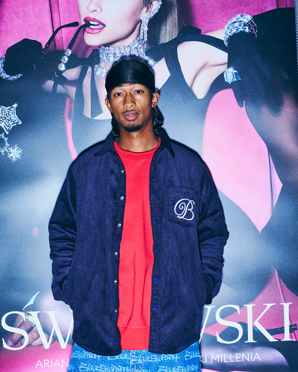 B EMBLEM CORDUROY SHIRT JACKET NAVY
