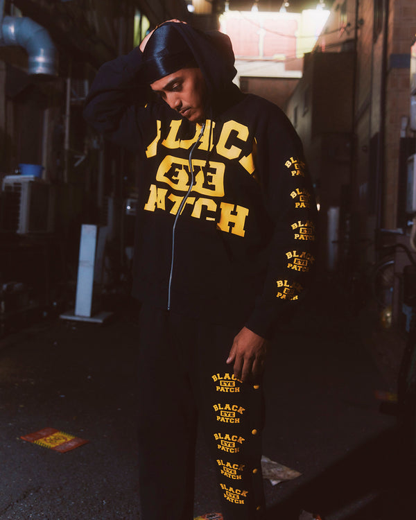 COLLEGE LOGO ZIP HOODIE BLACK