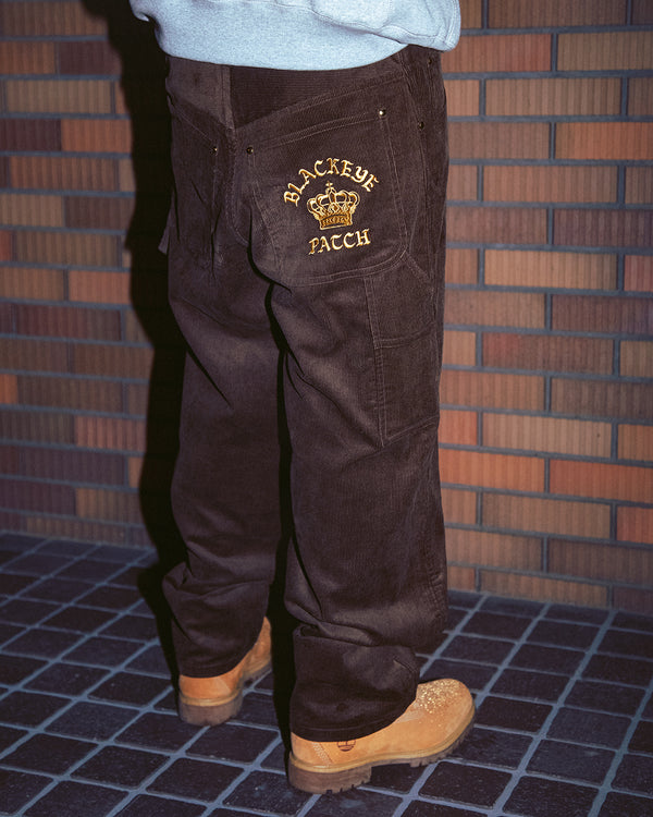 CROWN LOGO CORDUROY PAINTER PANTS OLIVE