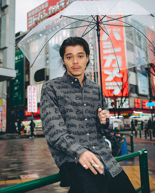 FASTHAND SCRIPT COTTON L/S SHIRT CHARCOAL