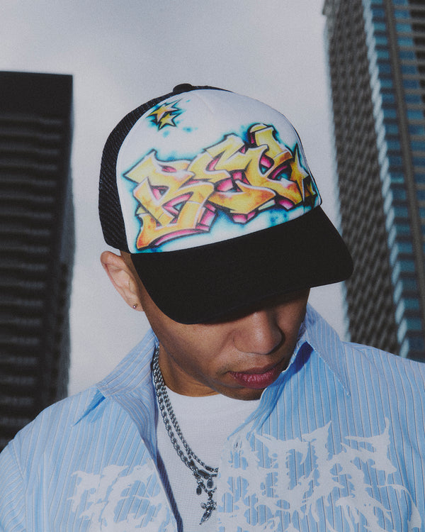 GRAFFITI MESH CAP WHITE/RED