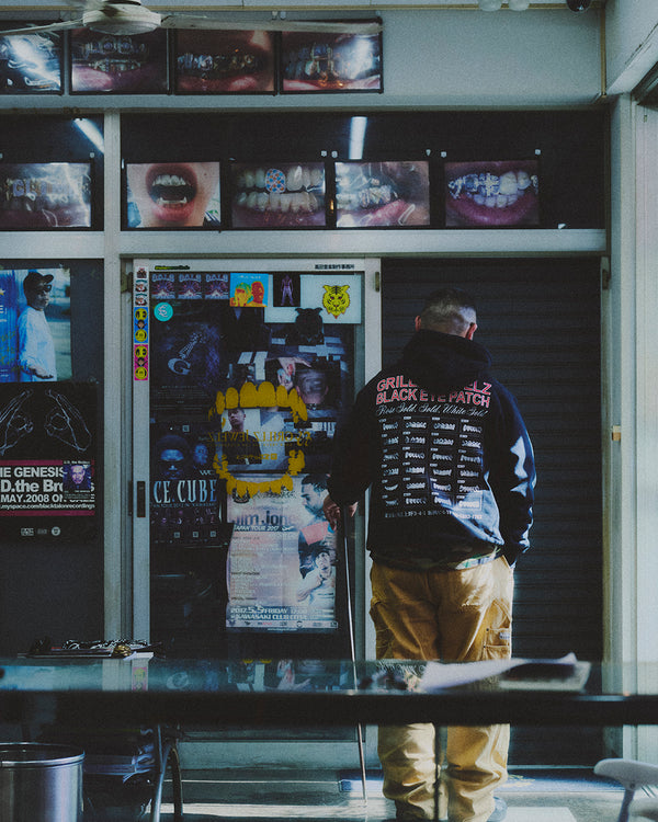 GRILLZ JEWELZ GOLDTEETH HOODIE ASH