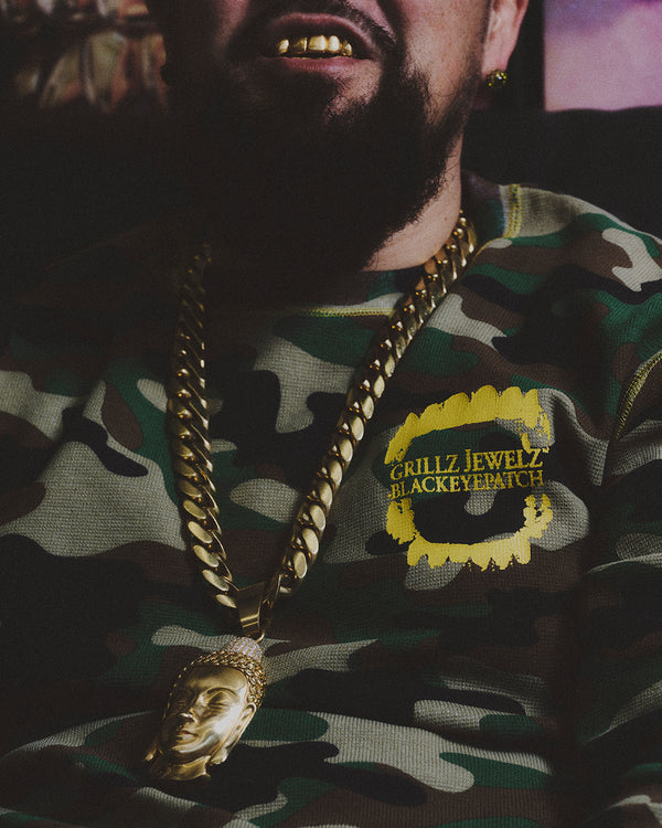 GRILLZ JEWELZ GOLDTEETH THERMAL L/S TEE BLACK