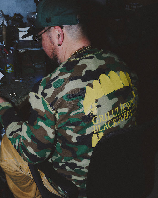 GRILLZ JEWELZ GOLDTEETH THERMAL L/S TEE BLACK