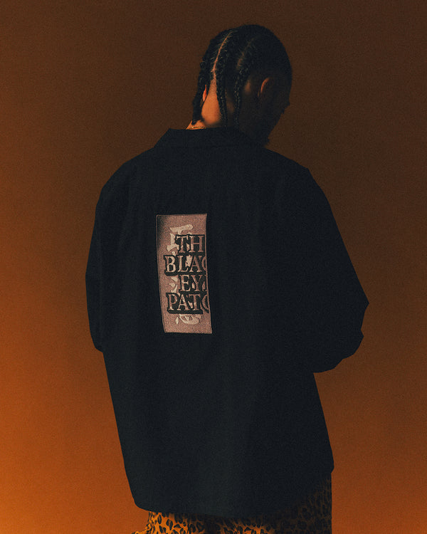 HWC EMBROIDERED OPEN COLLARED L/S SHIRT BLACK