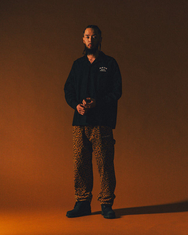 HWC EMBROIDERED OPEN COLLARED L/S SHIRT BLACK