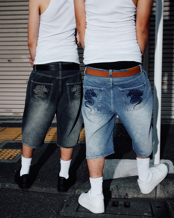 OG DRAGON BAGGY DENIM SHORTS INDIGO