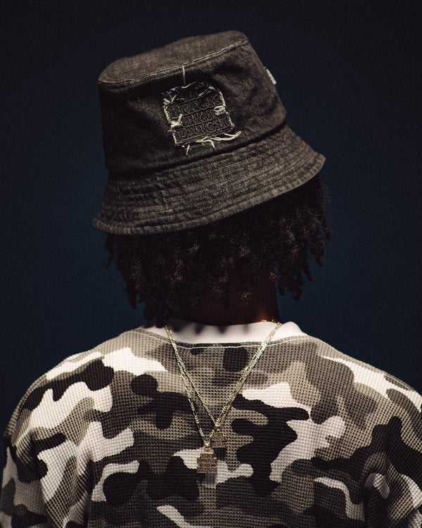 OG LABEL PATCHED DENIM BUCKET HAT BLACK