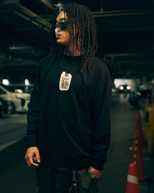 PACK IN THE POCKET L/S TEE BLACK