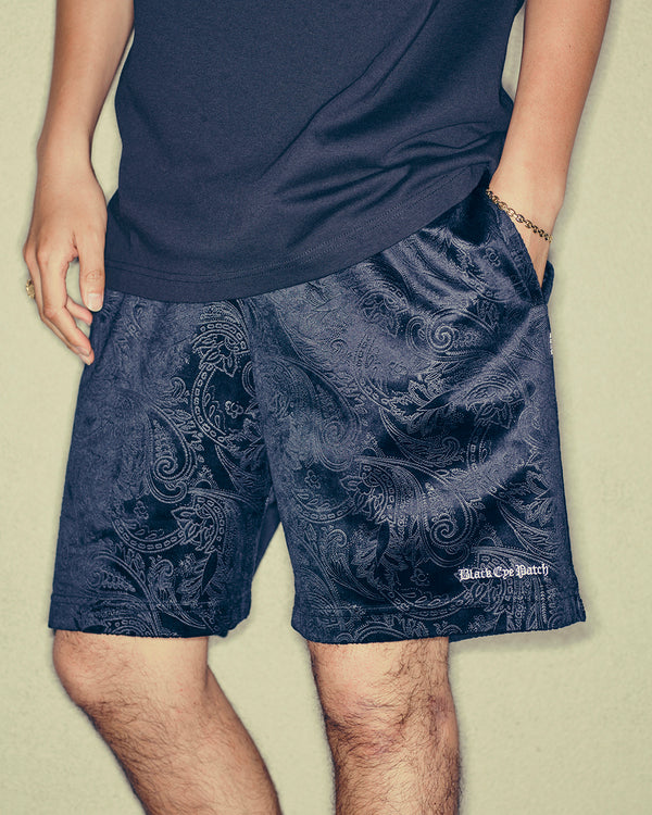 PAISLEY VELOUR SHORTS BLACK