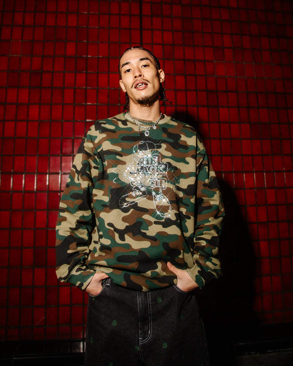 RHINESTONE OG BOY CREW SWEAT BLACK