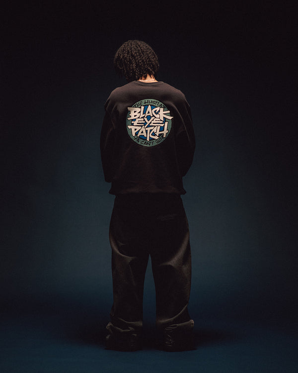 ROUGH HUSTLAZ LOGO CREW SWEAT BLACK