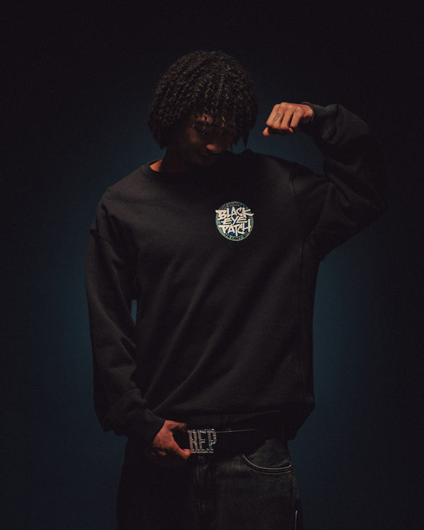 ROUGH HUSTLAZ LOGO CREW SWEAT BLACK