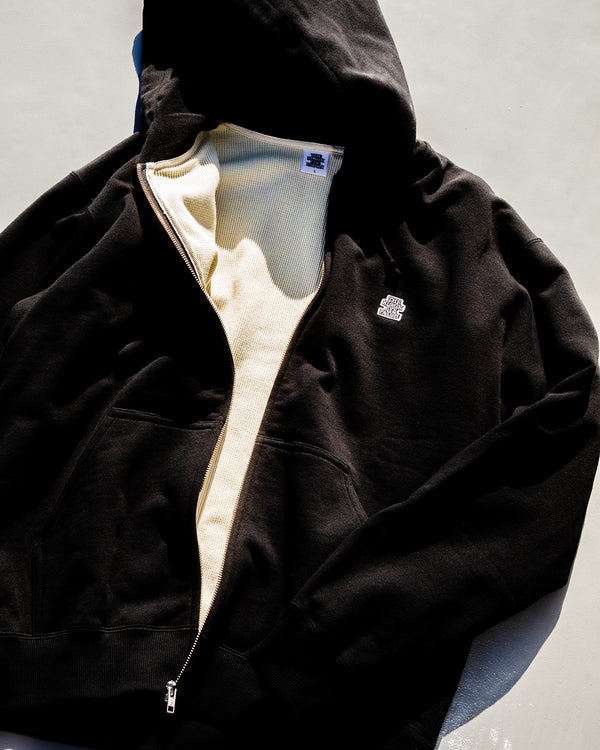 SMALL OG THERMAL ZIP HOODIE BLACK