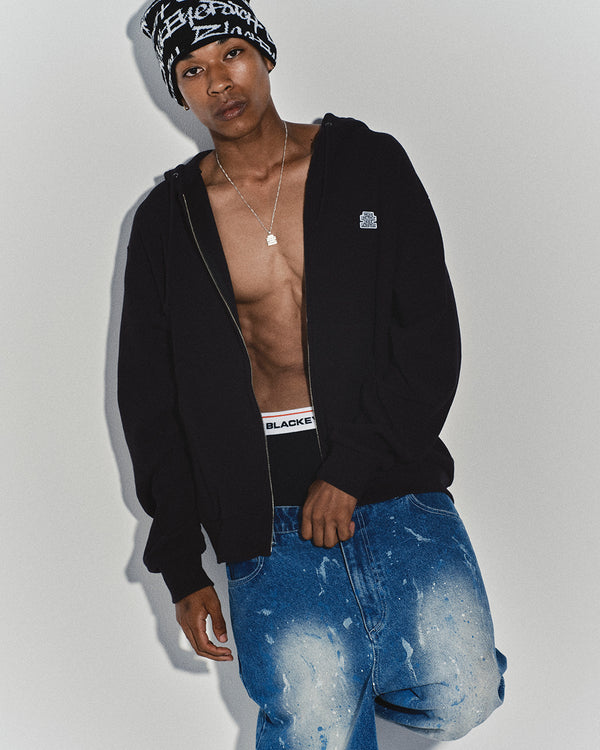 SMALL OG THERMAL ZIP HOODIE BLACK
