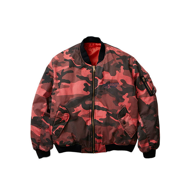 Damaged Bomber Jacket, Red Camo