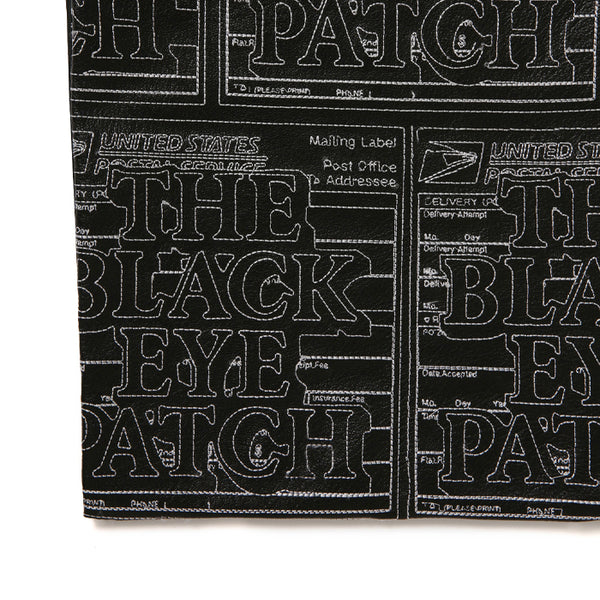LABEL LEATHER TOTE BAG BLACK
