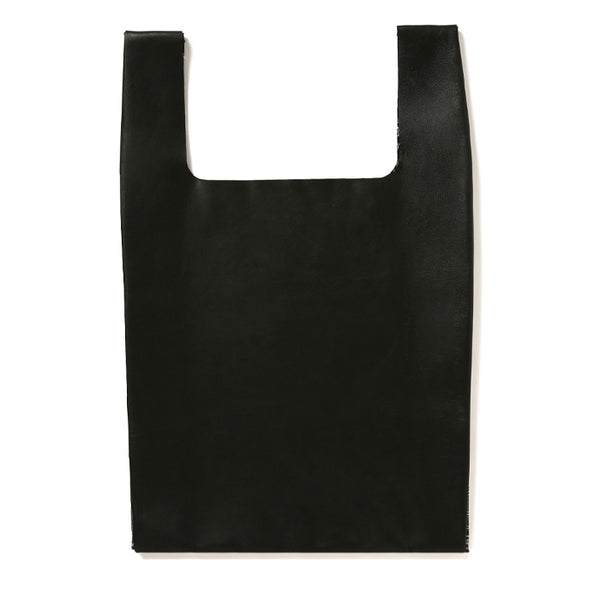 LABEL LEATHER TOTE BAG BLACK