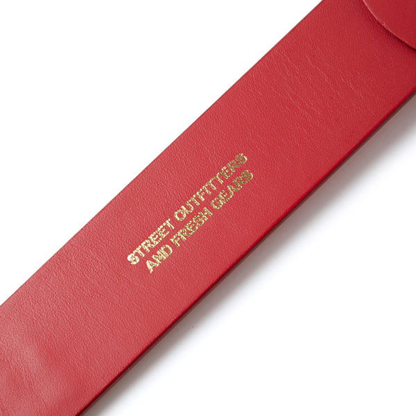 STUDDED LEATHER BELT RED