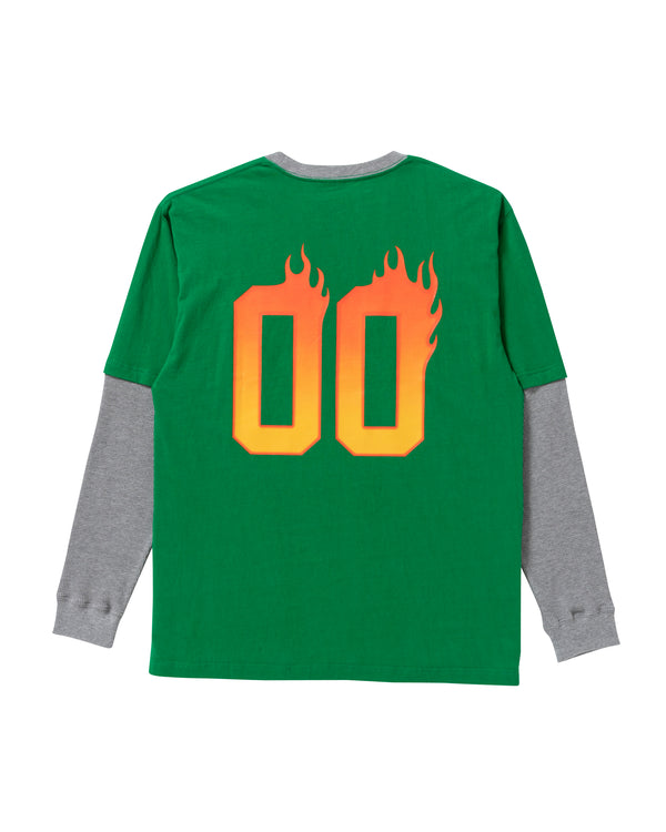 FLAMES LAYERED L/S TEE GREEN