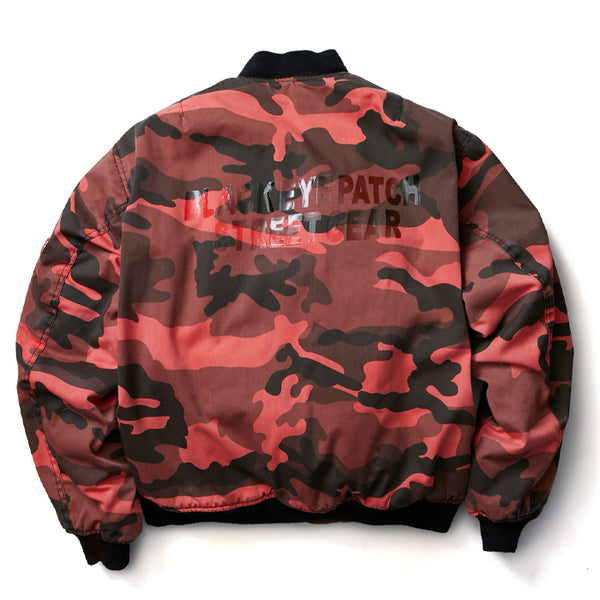 Damaged Bomber Jacket, Red Camo