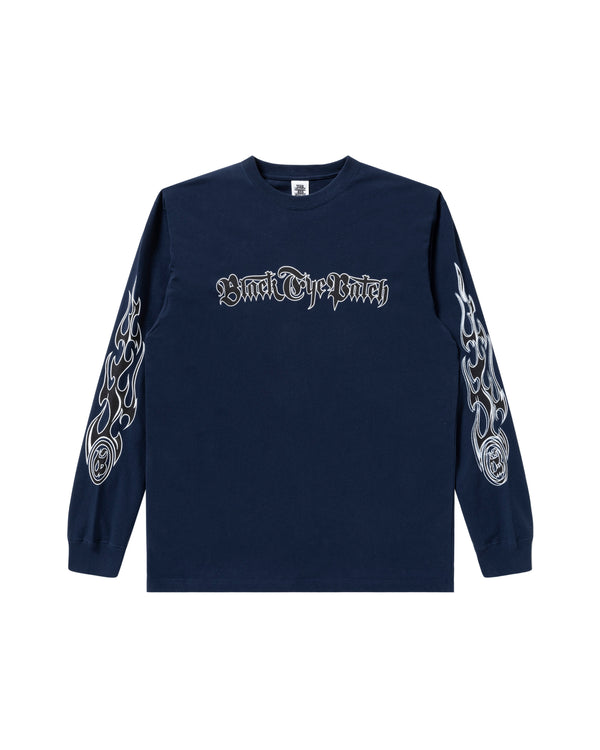 TRIBAL FLAMES  L/S TEE NAVY