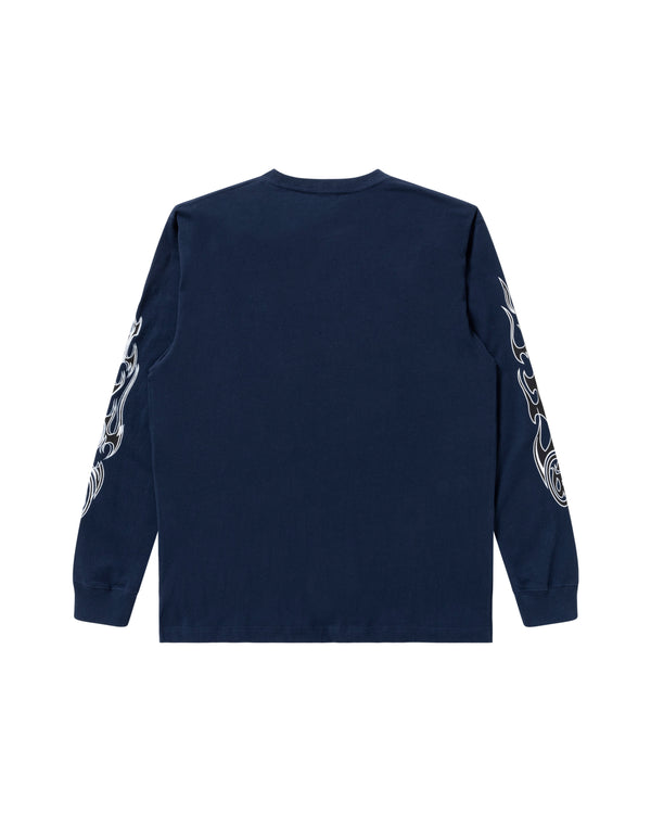 TRIBAL FLAMES  L/S TEE NAVY