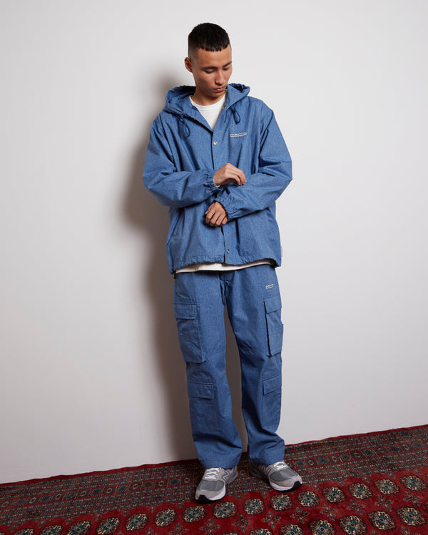RIPSTOP DENIM HOODED JACKET INDIGO